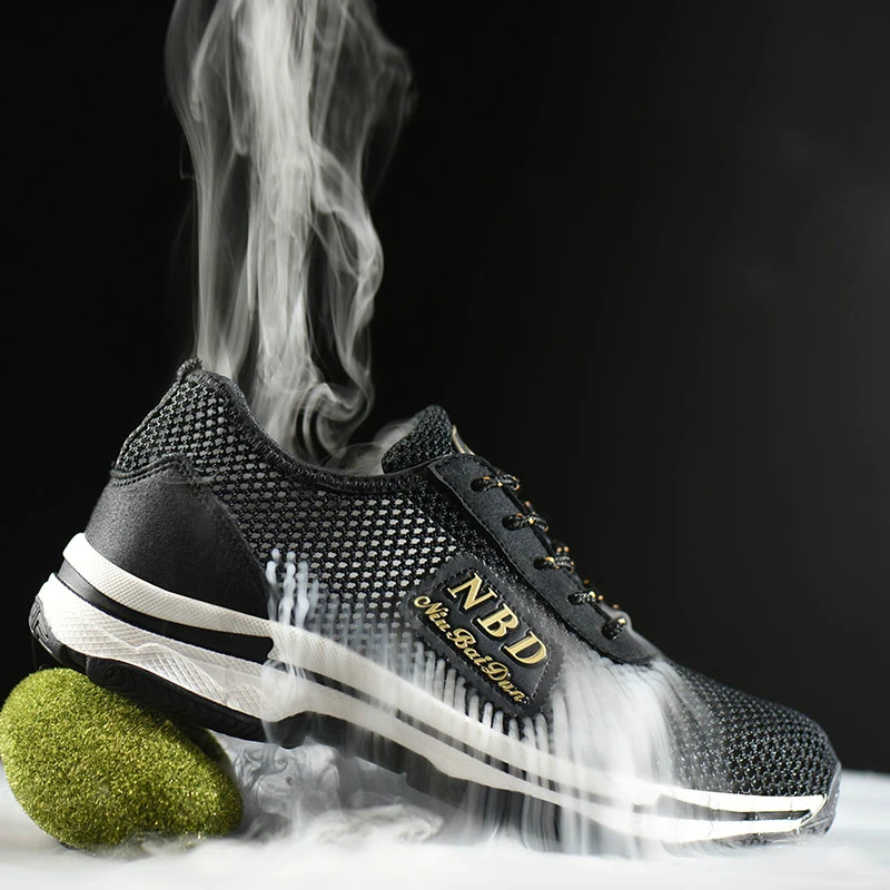 

new arrival men big size casual steel toe covers work safety shoes summer breathable hollow mesh worker shoe security boots male