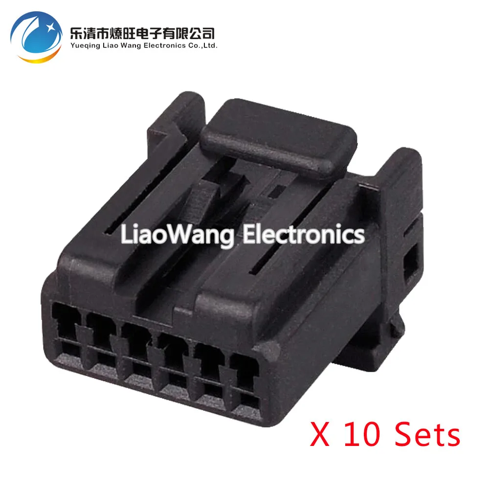 

10 Sets 6 Pin Automotive Connectors Black Plastic with Terminals DJ7063Y-1.2-21 6P Connector