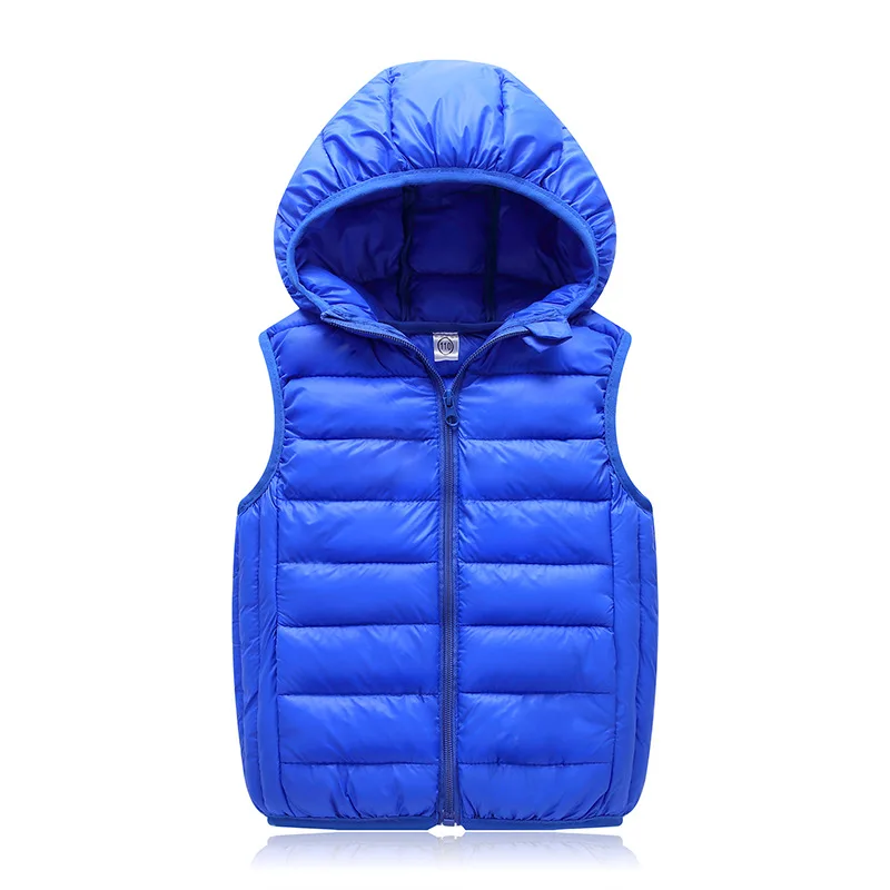 Детский жилет с капюшоном верхняя одежда для детей зимние пальто Детская одежда Теплый хлопковый жилет для маленьких мальчиков и девочек возрастом от 3 до 12 лет - Цвет: Синий