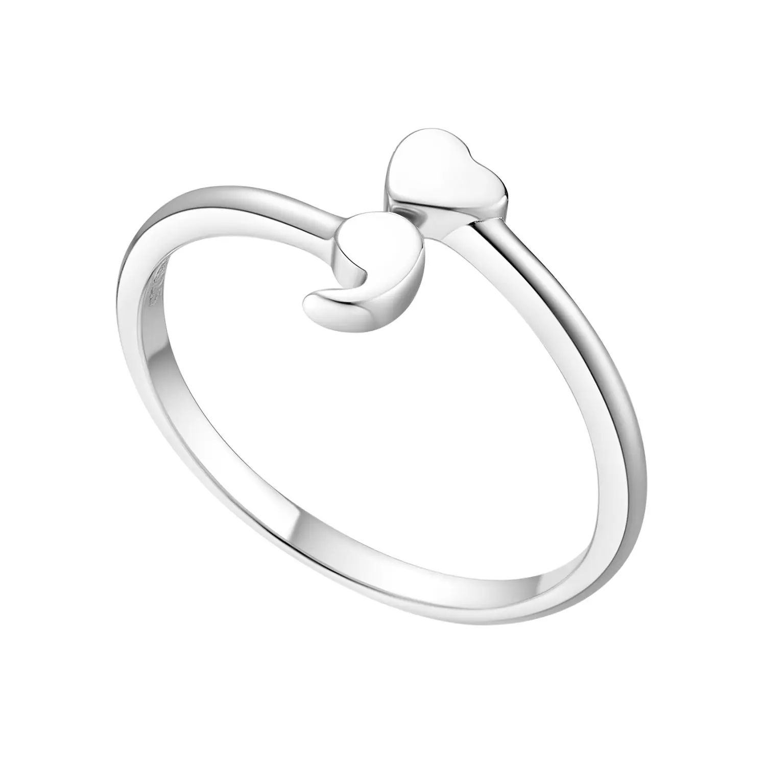 

Heart Semicolon Ring 925 Sterling Silver Support Awareness for Suicide and Depression Jewelry YLQ0500