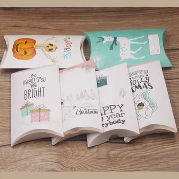 

Feiluan gift new package 50pcs white/brown color 8x5.5x2cm/12.5x7x2cm halloween happy new year cute fashion pillow gifts in 2019