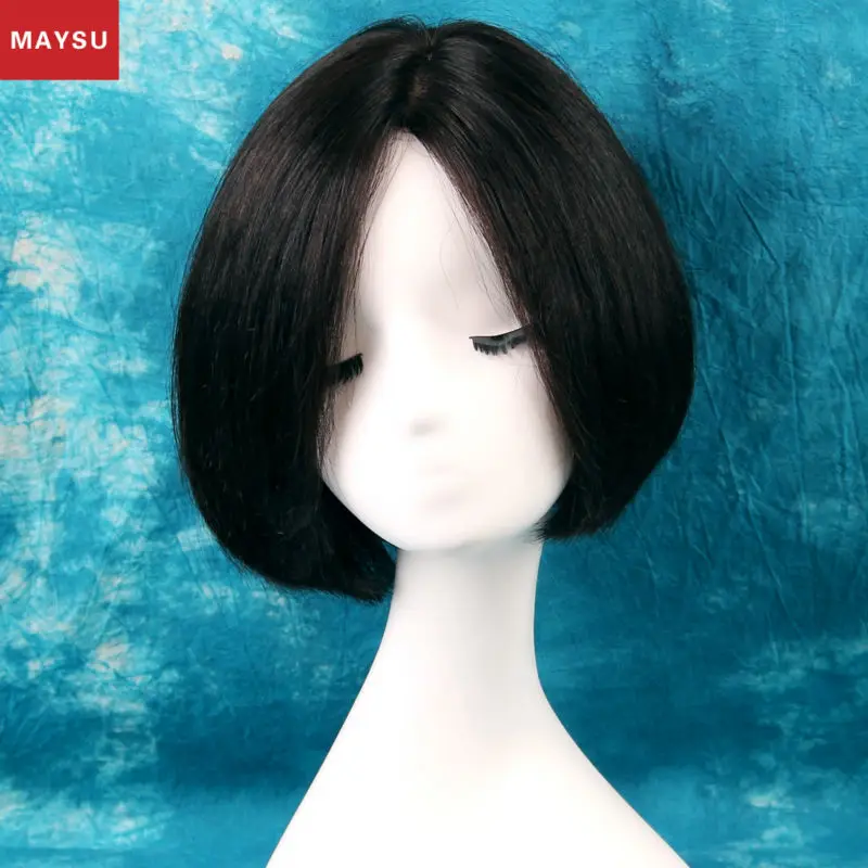 

MAYSU 100% Hand Made Silk Base Bob Wigs Glueless Full Lace Human Hair Wig 8 inch Natural Color 4'' x 4'' Silk top full lace wigs