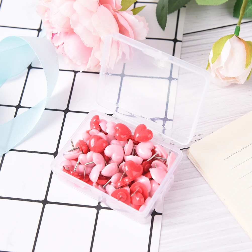 

Heart Shape Plastic Wedding Plan Cork Notice Board Safety Colored Office School Pins Dots Thumbtack Accessories 50pcs