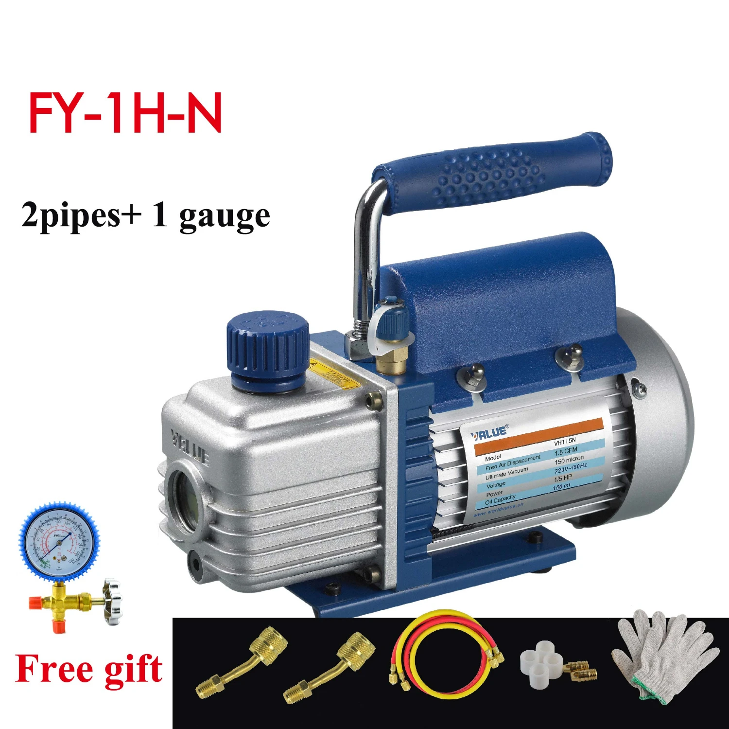 

1L Vacuum pump FY-1H-N Air conditioni Add fluoride tool Vacuum pump set With refrigerant table Pressure gauge Refrigerant tube