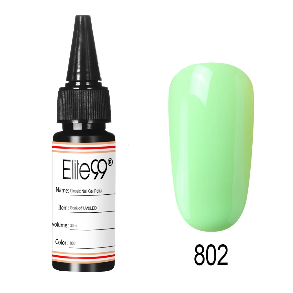 Elite99 замачиваемый УФ-гель для ногтей Полупостоянный гель-лаки для ногтей база не протирать Топ Лак модный дизайн ногтей макияж - Цвет: 802