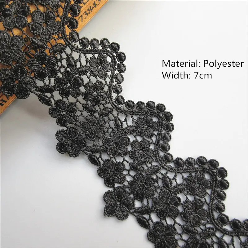 Растворимый черный полиэстер кружево Вышивка отделка Лента для самодельного украшения одежды аксессуары для волос вышитые кружева отделка ткань шитье ремесло - Цвет: Style 8
