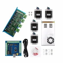 Mach3 CNC USB 4 оси комплект, TB6600 4 оси шагового двигателя Драйвер+ USB контроллер карты 100 кГц+ 4 шт. nema23 270oz-in мотор+ блок питания