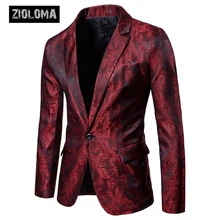 ZIOLOMA, Мужская одежда, Цветочный, Мужской Блейзер, вечерние, приталенный, роскошный пиджак, с зубчатым отворотом, спортивное пальто