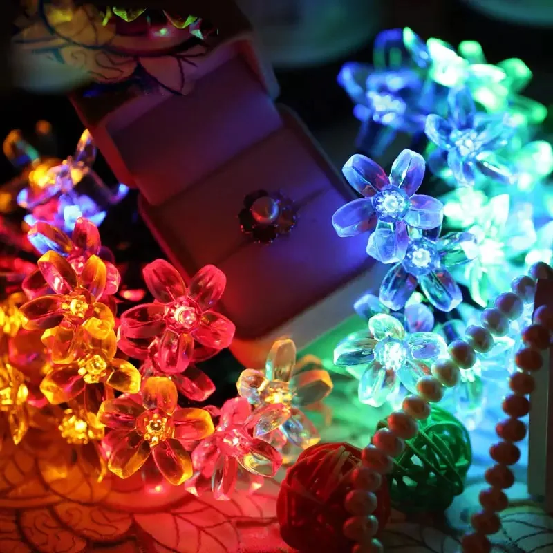 Chiclits LED Solar String Light 50led 7M Flower Fairy Lights Garlands Garden Christmas Trees Wedding Party Decor Lamp (3)