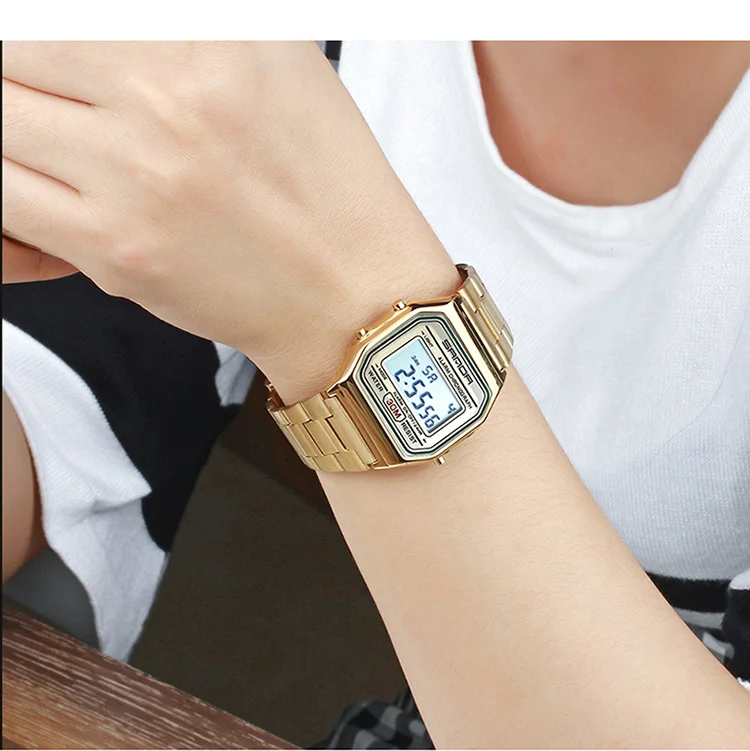 SANDA роскошный светодиодный Серебряный Цифровой Часы мужские супер тонкие спортивные мужские военные водонепроницаемые наручные часы из нержавеющей стали Relojes