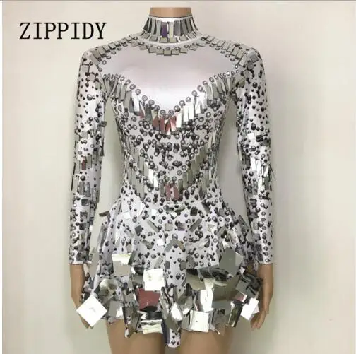 

Fashion Sequins Bodysuit Dress Costume Women's Birthday Celebrate Party Leotard Female Performance Outfit