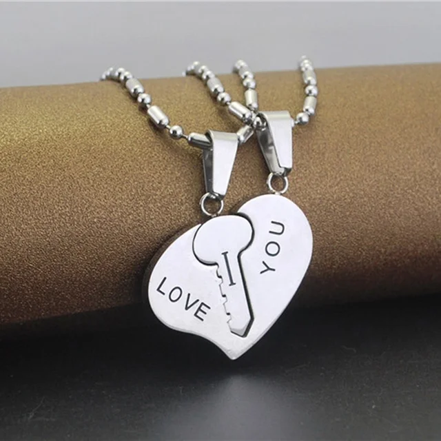Fashion High Quality Best Choice Couple Necklaces Matching Hearts Key I