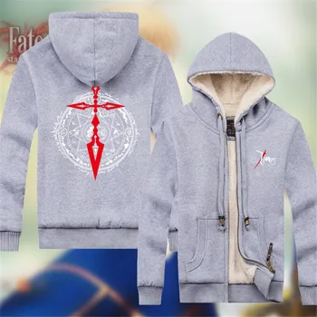 

Fate/stay night Anime Peripheral Men's Cotton Jacket Winter Casual Lamb Cashmere Warm Hooded Zipper Jacket