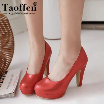 

TAOFFEN Size 32-43 Sexy Wedding Shoes Women Platform High Heel Shoes Women Round Toe Pattern Heel Pumps Club Sexy Women Footwear