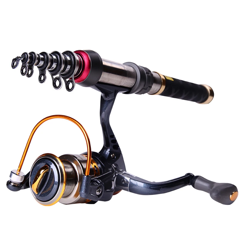 Portable Travel Fishing Rod and Reel Combos Telescopic Spinning Fishing