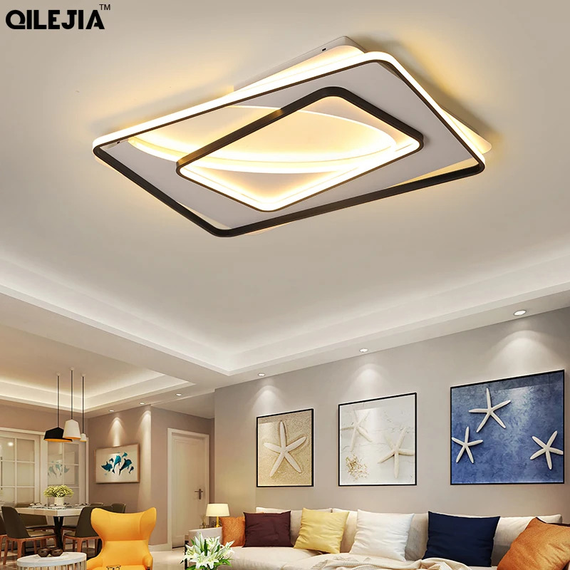 

White With Black Finished Modern Led Chandelier Bedroom Living Study Room Lamps Fixtures Lighting Indoor Decoration Luminaires
