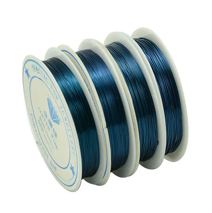 

1Roll wire 0.3/0.4/0.5/0.6mm 30/15/10/6.5 meters long Do not fade Blue copper wire DIY jade line wholesale
