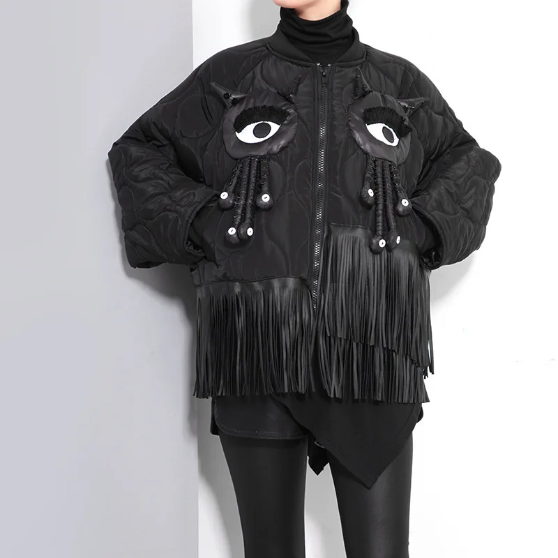 XITAO 2016 Winter women big eyes small monster tassel bat sleeve coat Korea street style