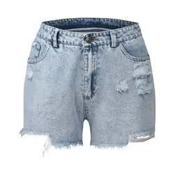 Женские летние короткие женские джинсы с средней талией потертые джинсы с карманами, шорты 2019 новые летние байкерские шорты