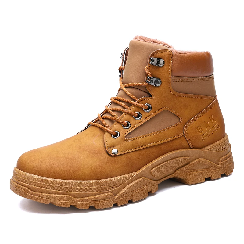 

Men Outdoor Sports Hiking Shoes Fur Warm Anti-skid Shock Absorption High Top Comfortable Camping Hiking Trekking Sneakers