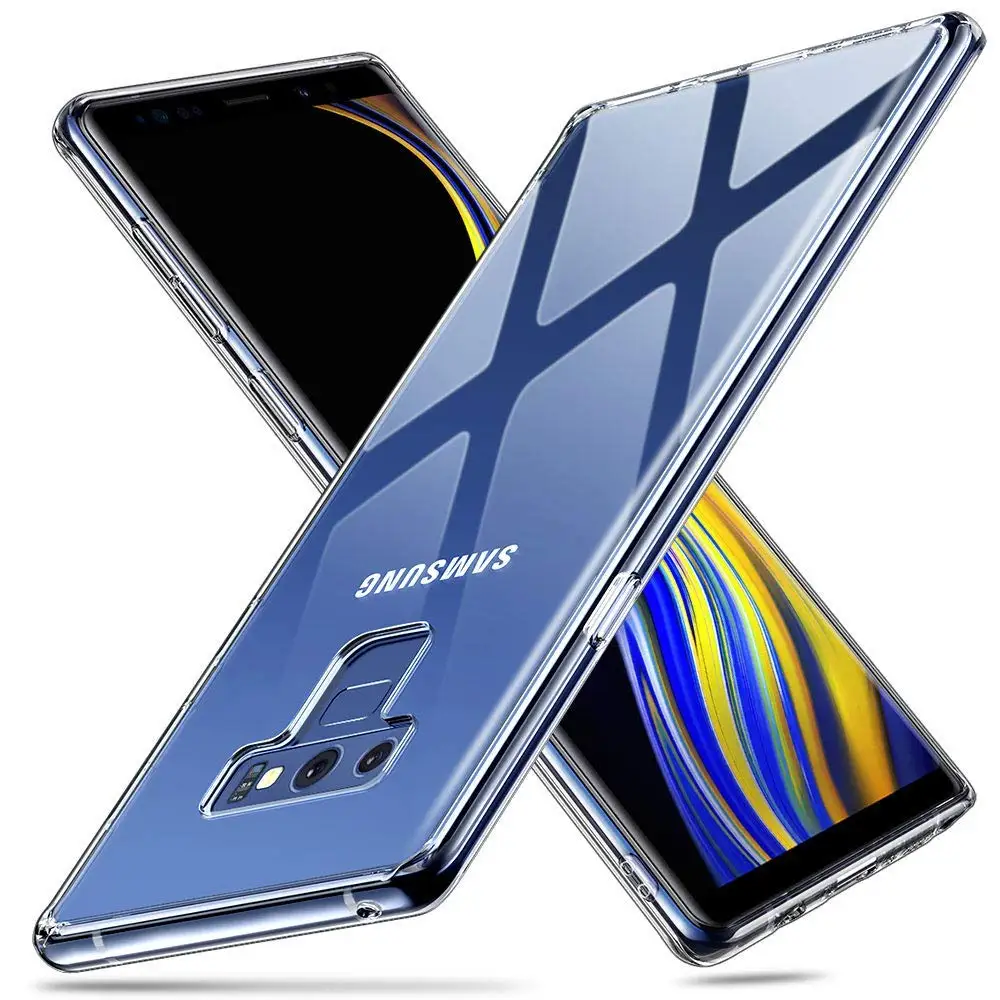 Чехол для Samsung Galaxy Note 9 8 Силиконовый прочный прозрачный бампер из ТПУ мягкий чехол