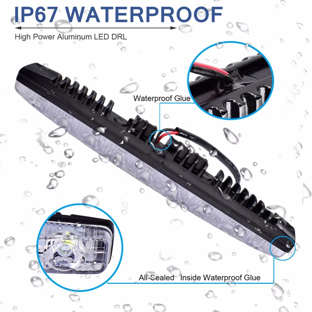 1 комплект DRL светодиодный светильник водонепроницаемый автомобильный высокомощный алюминиевый светодиодный дневные ходовые огни 12 в 9 светодиодный s автомобильный Дневной светильник Автомобильный светодиодный противотуманный светильник