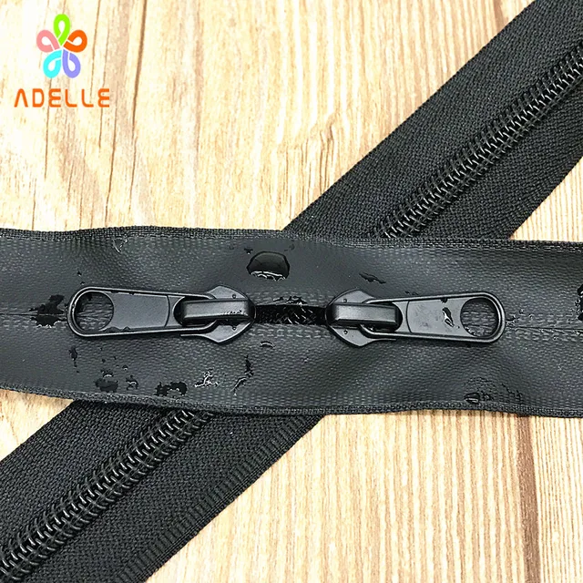 3pcs/lot Black Reverse zipper NO.5/waterproof/TPU matte/close end/double slider 50 220cm outdoor