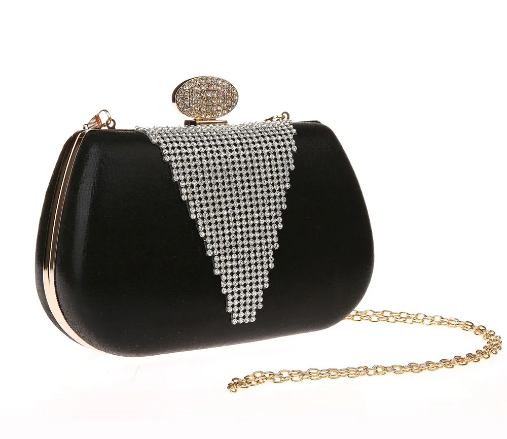 

Fashion Black Women's Satin Bag Clutch handbag Shoulder Bag Bridal Wedding Evening Bag Party Purse Makeup Bag New 0997-A