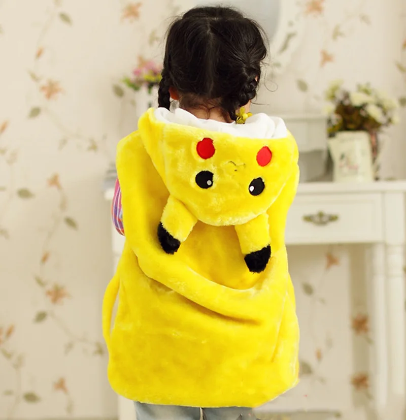 

Fashion Yelloween Boys and Girls Hooded Flannel Halloween Pikachu Costume for Kids Faux Fur Outerwear Jacket