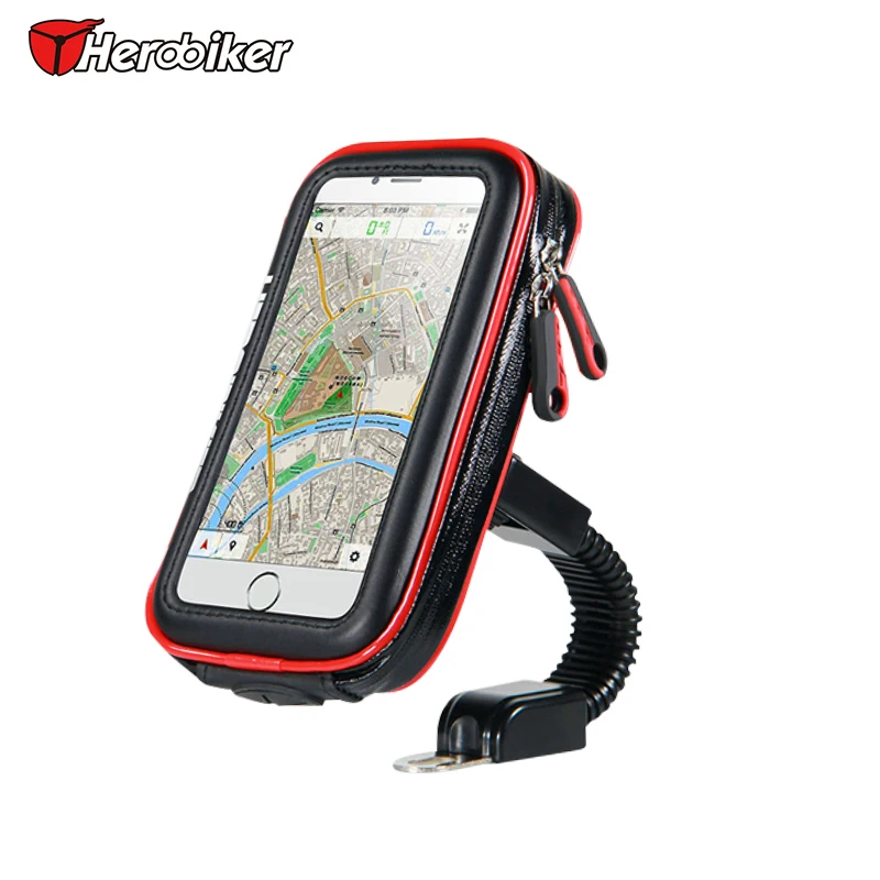 

Herobiker Universal Motorcycle Scooter Handle Bar Phone Holder Moto Stand Bag Waterproof Case Bag 5-5.8 Inch Bicycle Handlebar