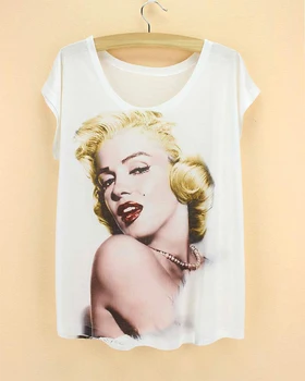 Sexy monroe t-shirt women fashion pattern tees female cool summer sexy t shirts 2015 new arrival fashion tee