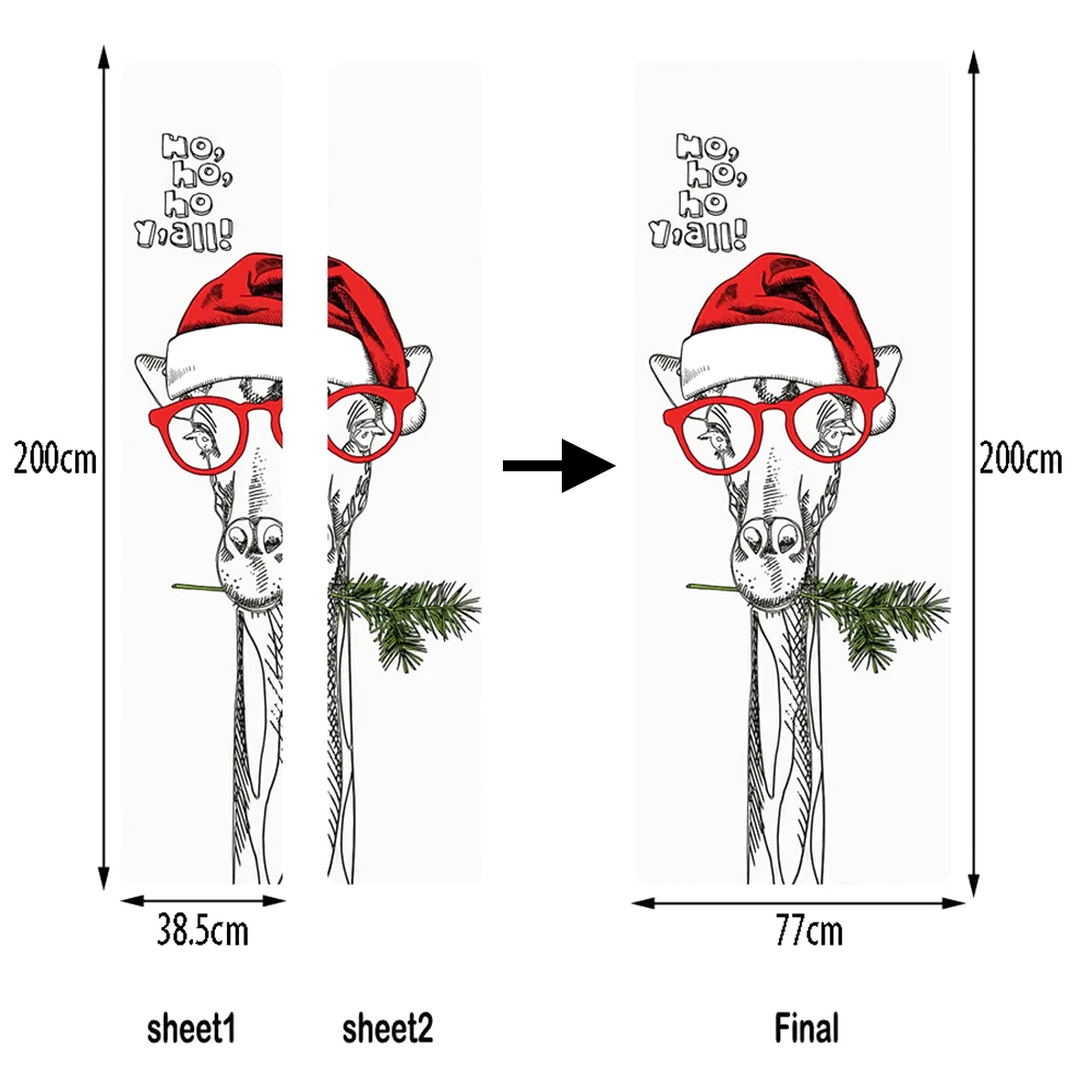 2 шт./компл. черно-белый Жираф креативный 3D стикер двери плакат с изображением двери скандинавские украшения детской комнаты