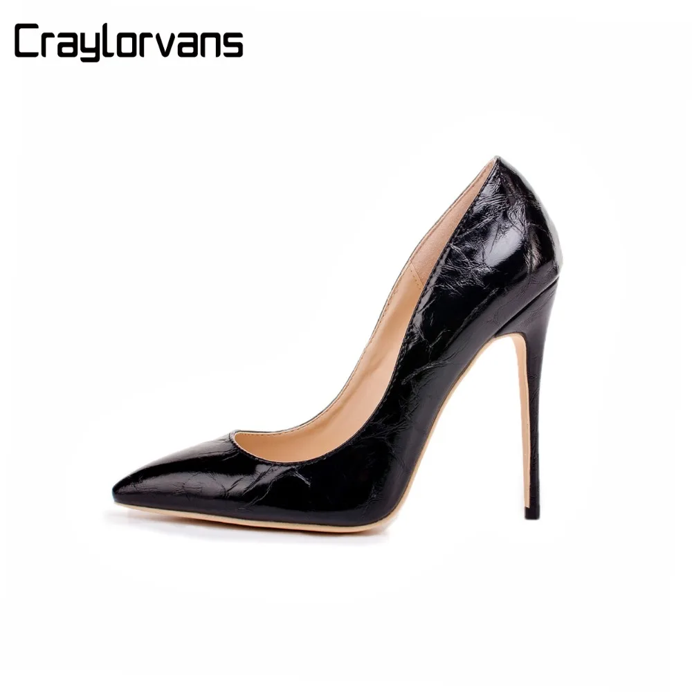 NEW Fashion Metal Texture Golden Black Party Dress High Heels for Women Pointed Toe Stiletto High Heels 120mm Sexy Women Shoes