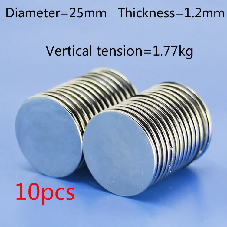 10pcs Nd Fe B circular D25x1.2mm strong super