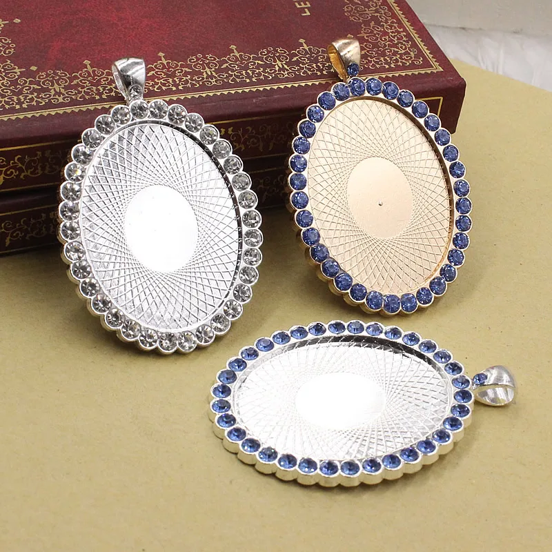 

Fit 30*40mm Oval Cabochons Rhinestones Cameo/Glass Frame bezel Settings Tray blank DIY Accessory Making 3pcs/lot K05383