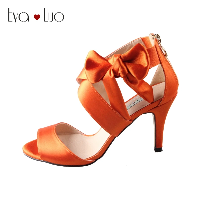 orange satin sandals