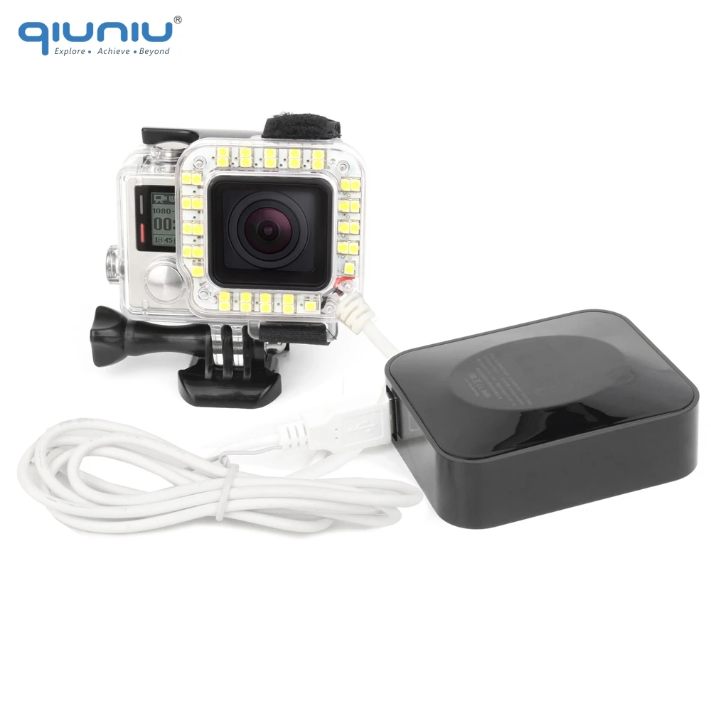 QIUNIU светодиодный светильник для GoPro Hero 4 корпус USB кабель светодиодный светильник для ночной съемки для Go Pro Hero 3+ 4 аксессуары для камеры