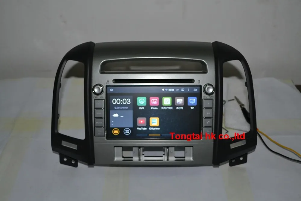Best 7" Android 7.1 for hyundai SANTA FE 2006 2012 car DVD radio player  3 hole,gps navigation,3G,BT,Wifi,2GB Russian,english 27