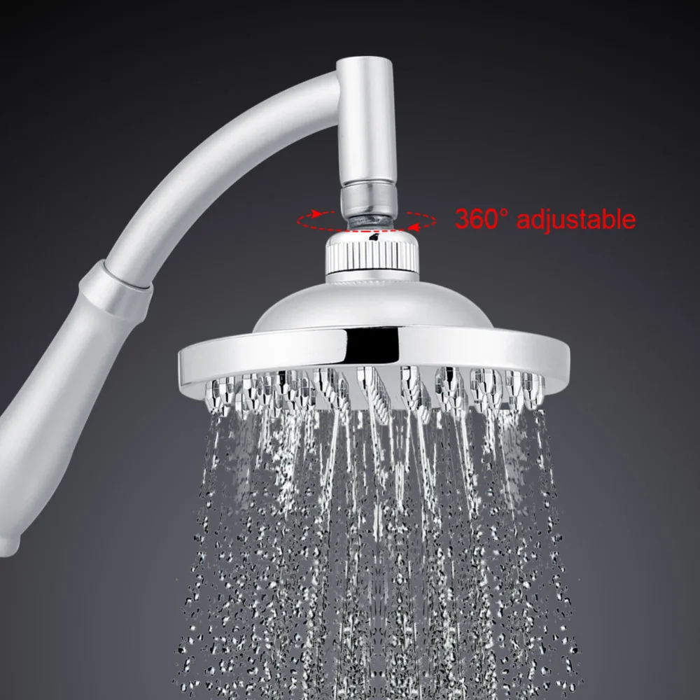 6 inch Rainfall Shower Head 360 Degree Adjustment High Flow ABS Chrome