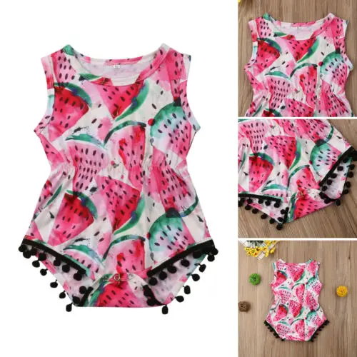 

Newborn Infant Baby Girls Floral Jumpsuit Playsuit Bodysuit Outfits Sleeveless O Neck Fashion Printed Comfortable Bodysuits 2019
