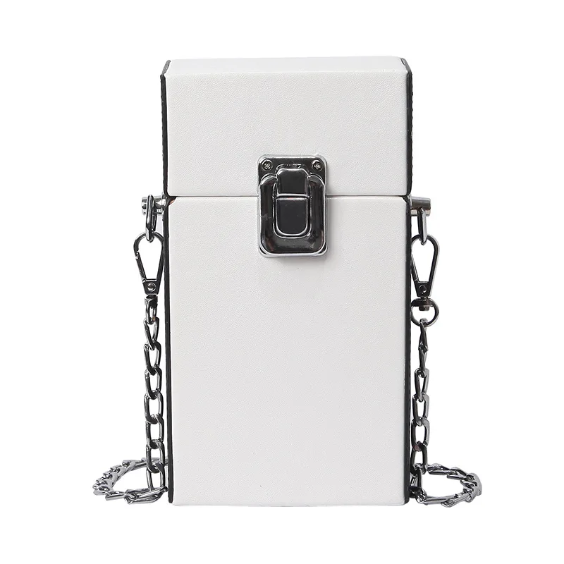 

Summer Hot Girl Small Square Bag 2018 New Solid Color High Quality Pu Leather Box Chain Bag Messenger Bag White Pink Yellow