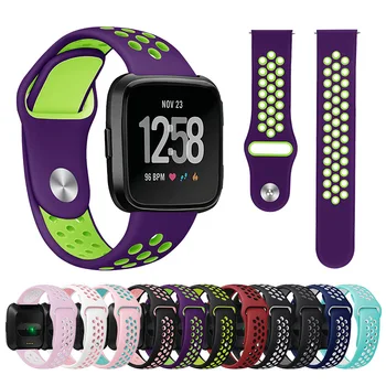 

2019 new arrival double color Silicone Rubber watch Band strap for Fitbit Versa smart watch band accessories bracelet black