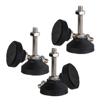 

6Pcs/4Pcs Black 50mm Dia Bass M10 x 80mm Thread Screw On Type Adjustable Levelling Feet Furniture Glide Pad