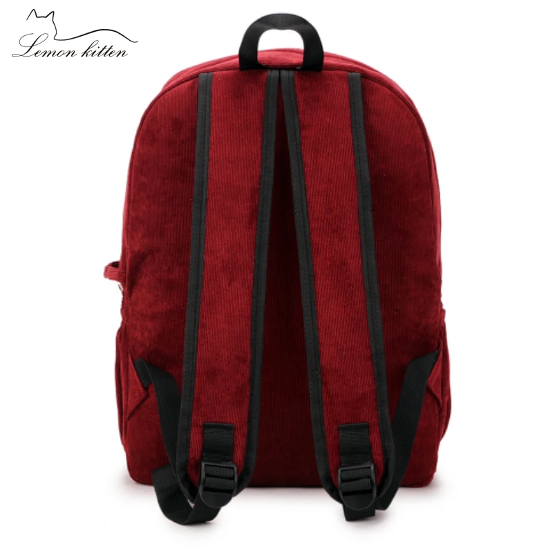 2018 Retro Velvet School Backpack For Girl Simple Design Minimalist Women Backpack Shoulder Bag Female Rucksack Backpack Mochila escuela mochila para Diseño minimalista mujeres Mochila Bolsa de hombro Mujer Mochila