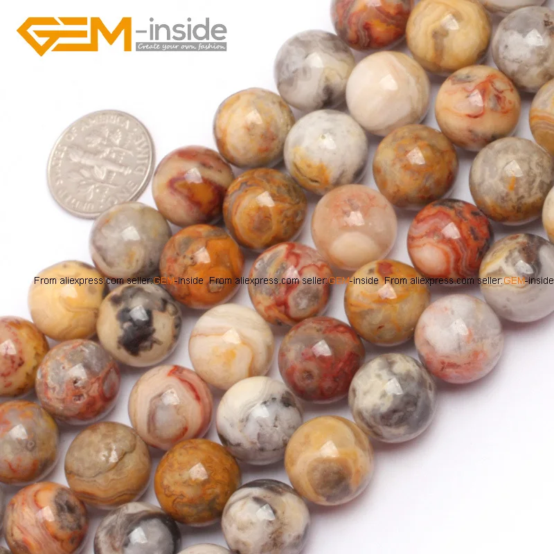 

Gem-inside 6-12mm Wholesale Natural Round Crazy Agates Loose Beads For Jewelry Making Beads 15'' DIY Beads Bracelet Necklace