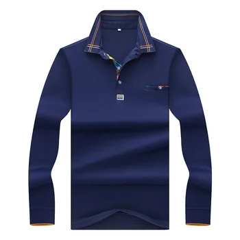 

Autumn and Winter Men Business Gentleman Casual Long Sleeve Polo Shirts Male Middle-aged Lapel Leisure Tees Mens Shirt top