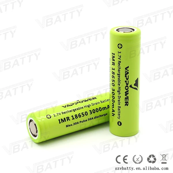 2 шт./лот бренд для Vappower IMR 18650 аккумулятор 3000mah 30A 3,7 V литий-ионный аккумулятор с плоским верхом