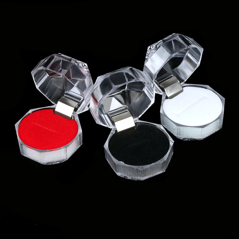 4PCs Women Clear Acrylic Crystal Jewelry Boxes Earring Storage Jewelley