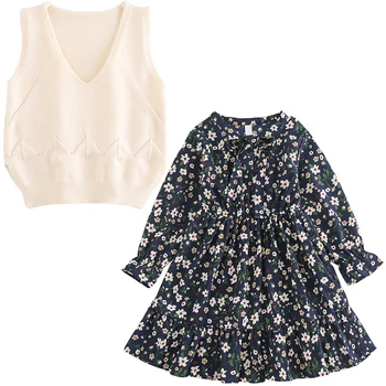 

New Spring and Autumn Children's suit Girl's dress vest 2-piece suit for age 4-12Y