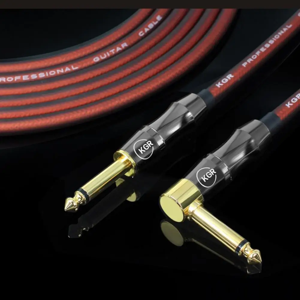 

Bass Audio Cable Line Connector Straight To Right Angle Plug Instrument Noise Reduction Shield Flanger Wire 20AWG